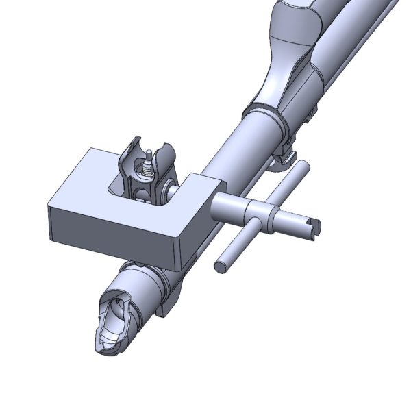 Rendering of AK47 Front Sight Tool Showing usage of tool to adjust windage