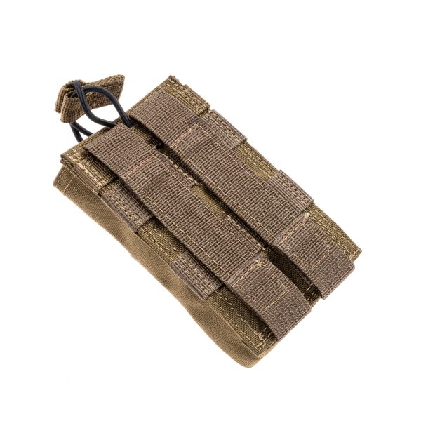 AK47 magazine pouch in coyote color showing molle interface on back