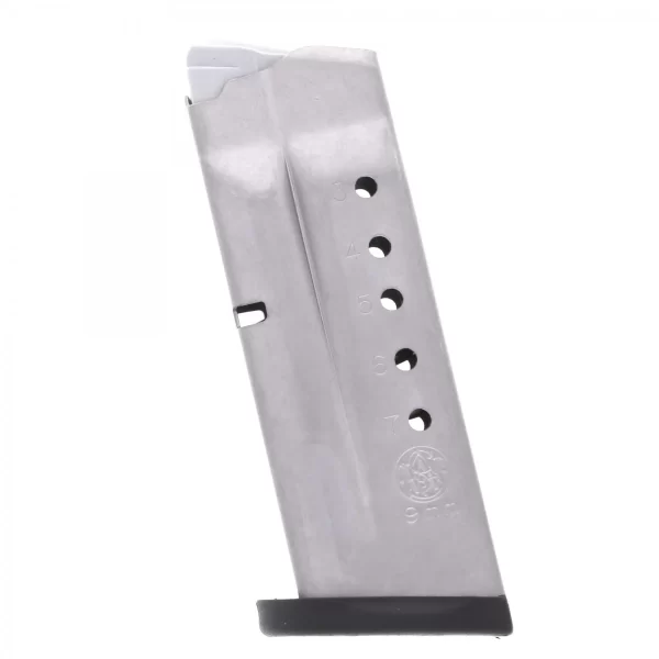 Factory Smith & Wesson Shield 9 7rd Flush Fit Magazine facing left
